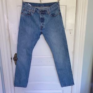 Levi’s 501 straight jeans. Medium light wash.